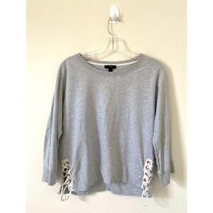 J. Crew Elastic Rope Pullover Long Sleeve Shirt Gray Size Medium